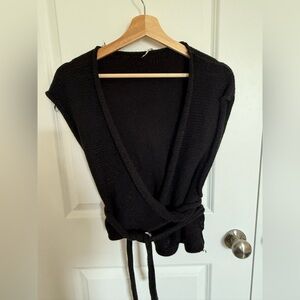 Free People Black Wrap Cardigan